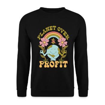 Écologie Écologiste : La planète avant le profit - Sweat-shirt Unisexe - noir - Devant - Alina (178cm) & Michal (187cm)