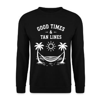 Bons moments et vacances à la plage à Tan Lines Été - Sweat-shirt Unisexe - noir - Devant - Alina (178cm) & Michal (187cm)