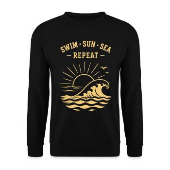 Swim Sun Sea Repeat Summer Waves Ocean - Unisex Sweatshirt - black - Front - Alina (178cm) & Michal (187cm)