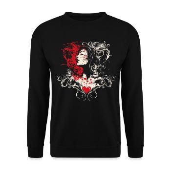 Rythme de cœur : silhouette romantique en Art nouveau - Sweat-shirt Unisexe - noir - Devant - Alina (178cm) & Michal (187cm)