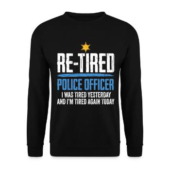 Zurückgetretener sarkastischer Polizist im Ruhestand - Unisex Pullover - Schwarz - Vorne - Alina (178cm) & Michal (187cm)