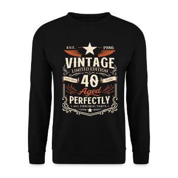 Cadeau de 40e anniversaire 1986 Homme Vintage Rétro - Sweat-shirt Unisexe - noir - Devant - Alina (178cm) & Michal (187cm)