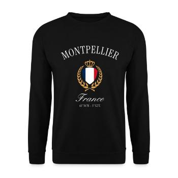 Montpellier France Coat of Arms Crown Travel Souvenir - Unisex Sweatshirt - black - Front - Alina (178cm) & Michal (187cm)