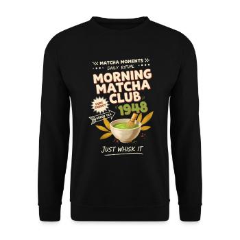 Match Club du matin 1948 Il suffit de le fouetter thé vert - Sweat-shirt Unisexe - noir - Devant - Alina (178cm) & Michal (187cm)