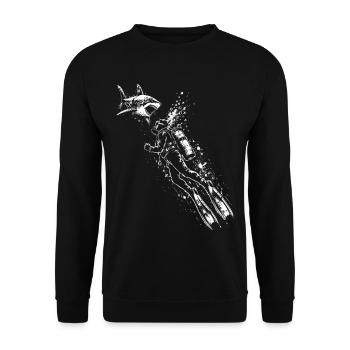 Diver Shark Underwater Shirt - Unisex Sweatshirt - black - Front - Alina (178cm) & Michal (187cm)