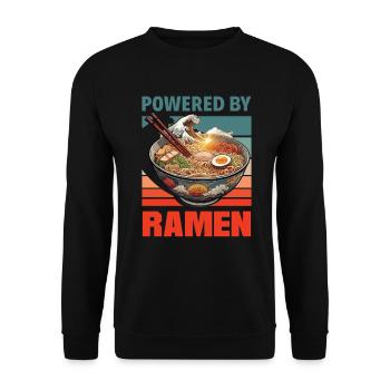 Powered By Ramen Japanese Noodle Bowl - Unisex Sweatshirt - black - Front - Alina (178cm) & Michal (187cm)