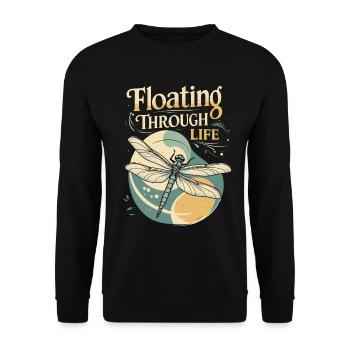 Libelle Libellen Floating Through Life - Unisex Pullover - Schwarz - Vorne - Alina (178cm) & Michal (187cm)