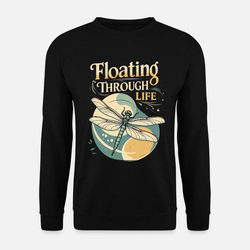 Libelle Libellen Floating Through Life - Unisex Pullover - Schwarz