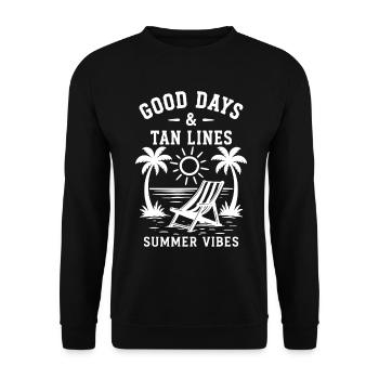 Good Days et vacances à la plage à Tan Lines Été - Sweat-shirt Unisexe - noir - Devant - Alina (178cm) & Michal (187cm)