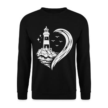 Heart Lighthouse Sea Maritime Coast Holidays - Unisex Sweatshirt - black - Front - Alina (178cm) & Michal (187cm)