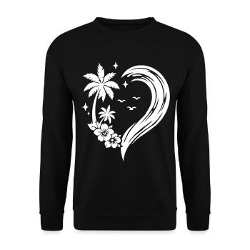 Herz Palme Blumen Ozean Welle - Unisex Pullover - Schwarz - Vorne - Alina (178cm) & Michal (187cm)