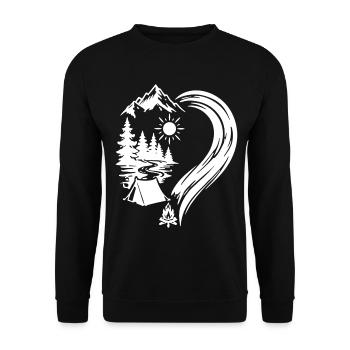 Camping Nature Adventure dans les Montagnes Heart - Sweat-shirt Unisexe - noir - Devant - Alina (178cm) & Michal (187cm)