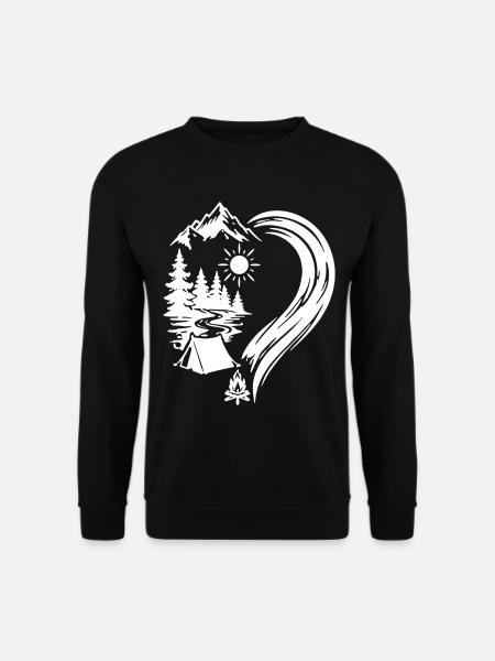 Heart Mountains Camping Nature Adventure - Unisex Sweatshirt - black