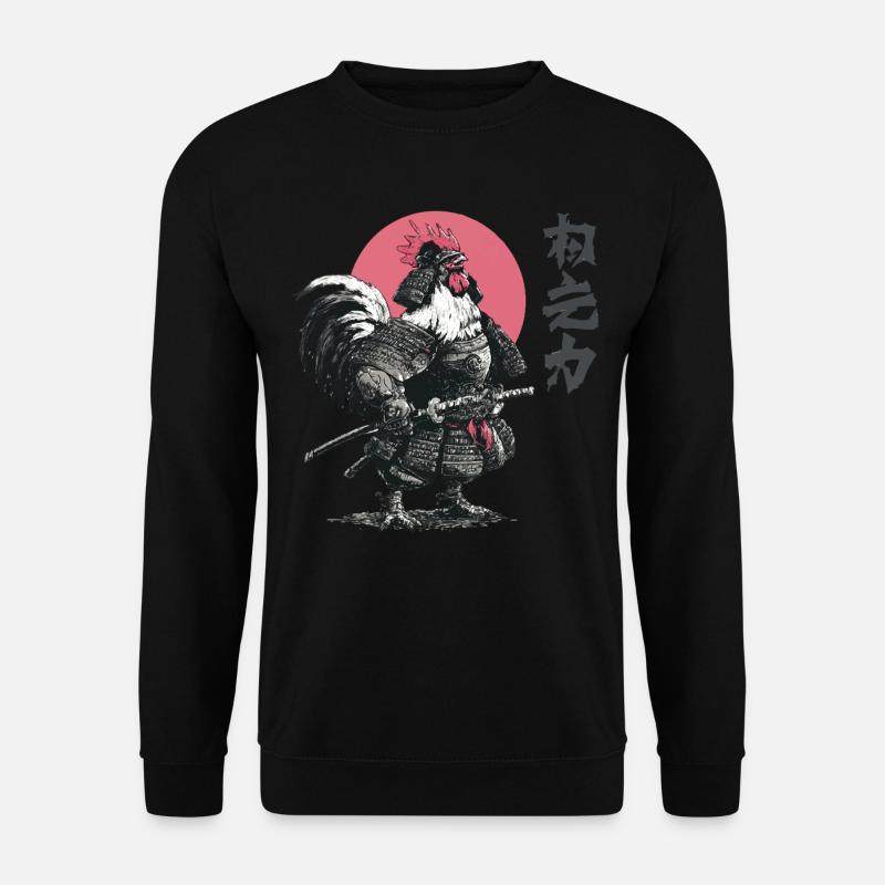 Rooster Samurai Armor Print - Unisex Sweatshirt - black