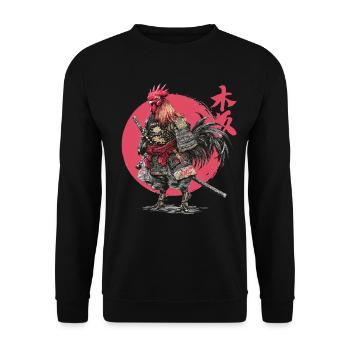 Rooster Samurai Armor Illustration - Unisex Sweatshirt - black - Front - Alina (178cm) & Michal (187cm)