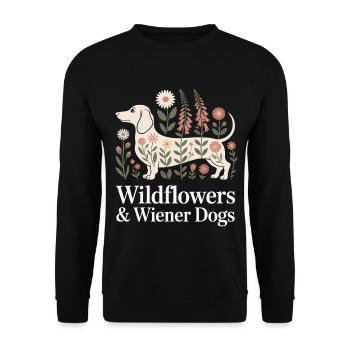 Dackelblumen - Unisex Pullover - Schwarz - Vorne - Alina (178cm) & Michal (187cm)