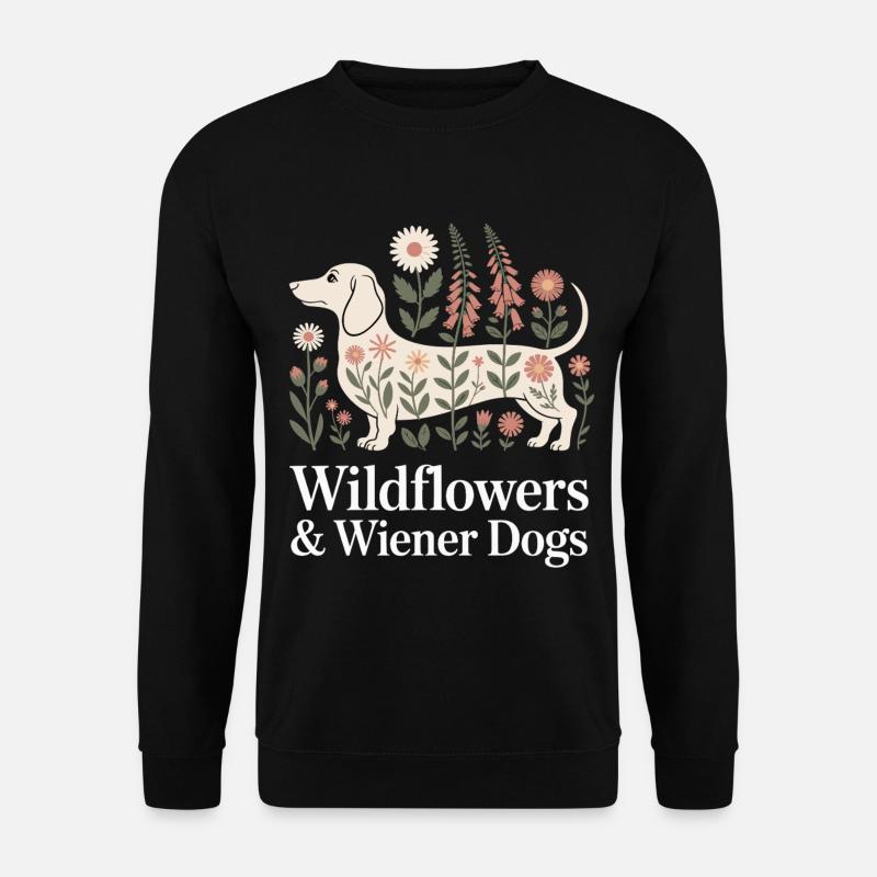 Dachshund flowers - Unisex Sweatshirt - black