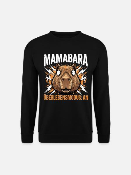 Mamabara Capybara Überlebensmodus Mutter - Unisex Pullover - Schwarz