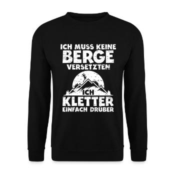 Kletter Geburtstags-Geschenk – Ich kletter drüber - Unisex Pullover - Schwarz - Vorne - Alina (178cm) & Michal (187cm)
