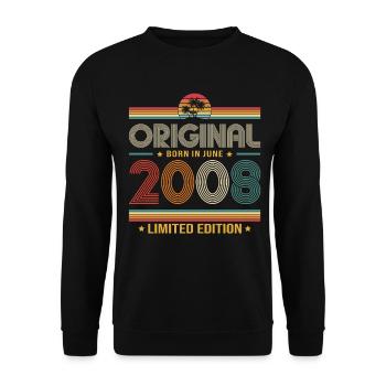 18th Birthday Gift Vintage June Vintage 2008 - Unisex Sweatshirt - black - Front - Alina (178cm) & Michal (187cm)