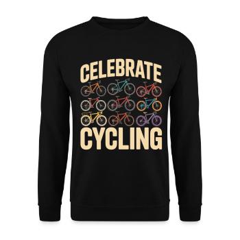 Celebrate Cycling Cyclist Retro - Unisex Sweatshirt - black - Front - Alina (178cm) & Michal (187cm)
