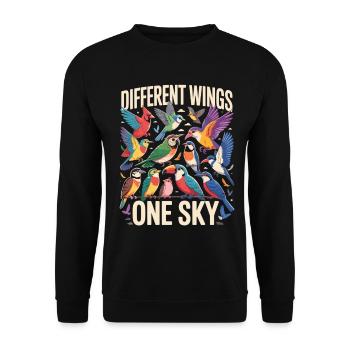 Different Wings One Sky Bird - Unisex Sweatshirt - black - Front - Alina (178cm) & Michal (187cm)