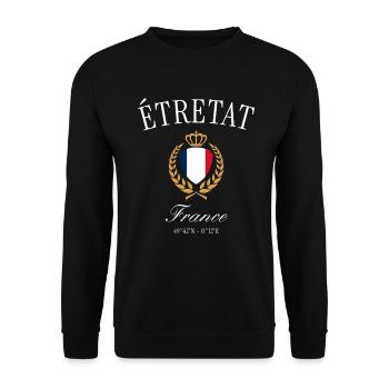 Étretat France Coat of Arms Crown – Travel Souvenir - Unisex Sweatshirt - black - Front - Alina (178cm) & Michal (187cm)