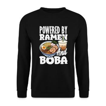 Powered by Ramen and Boba Bubble Tea - Unisex Sweatshirt - black - Front - Alina (178cm) & Michal (187cm)