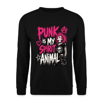 Punk Spirit Animal Spruch Shirt - Unisex Pullover - Schwarz - Vorne - Alina (178cm) & Michal (187cm)