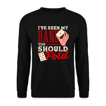 Du Solltest Passen Texas Holdem Poker Kartenspiel - Unisex Pullover - Schwarz - Vorne - Alina (178cm) & Michal (187cm)