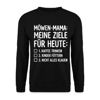MöwenMama Ziele Checkliste Lustig - Unisex Pullover - Schwarz - Vorne - Alina (178cm) & Michal (187cm)