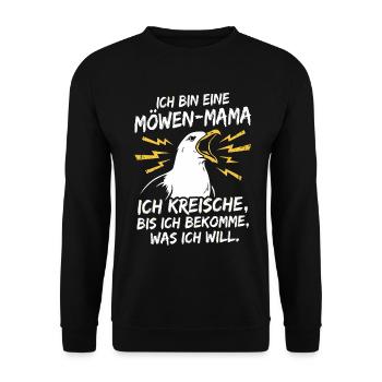 Möwenmama Ich kreische Lustig - Unisex Pullover - Schwarz - Vorne - Alina (178cm) & Michal (187cm)