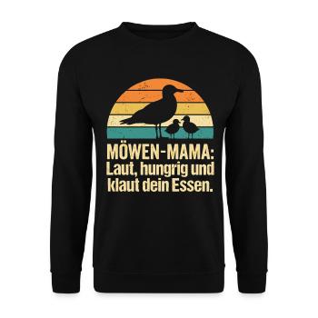 Möwenmama Checkliste Mama Humor Kaffee - Unisex Pullover - Schwarz - Vorne - Alina (178cm) & Michal (187cm)