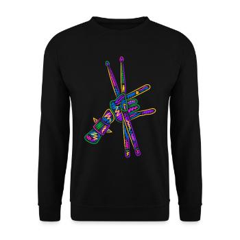 Schlagzeug Drummer bunt Kinder Jungen Schlagzeuger - Unisex Pullover - Schwarz - Vorne - Alina (178cm) & Michal (187cm)