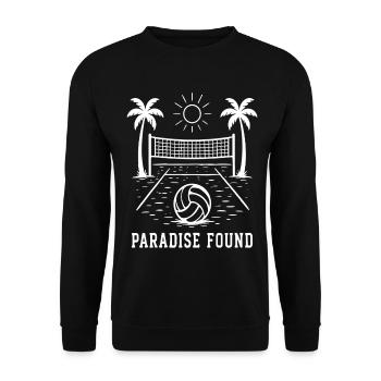 Paradise Found Beach Volleyball Sommer Paradies - Unisex Pullover - Schwarz - Vorne - Alina (178cm) & Michal (187cm)