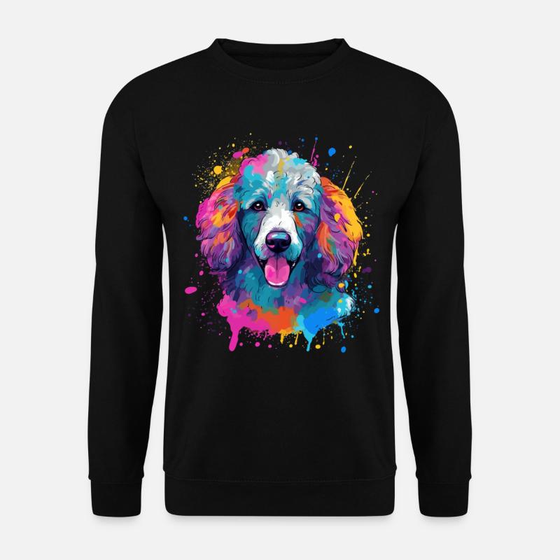 Pudel Splash Art Dog Bunt - Unisex Pullover - Schwarz