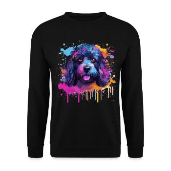 Poodle Splash Art Dog Colorful - Unisex Sweatshirt - black - Front - Alina (178cm) & Michal (187cm)