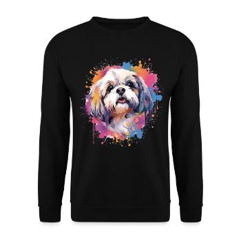 Colorful Splash Art Shih Tzu Dog - Unisex Sweatshirt - black - Front - Alina (178cm) & Michal (187cm)