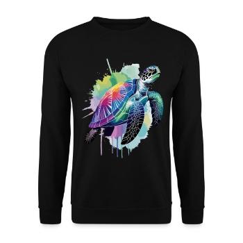 Meeresschildkröte, Schildkröte, Wasserschildkröte - Unisex Pullover - Schwarz - Vorne - Alina (178cm) & Michal (187cm)