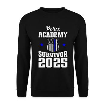  Police Academy Survivor 2025 Graduation Police - Unisex Sweatshirt - black - Front - Alina (178cm) & Michal (187cm)