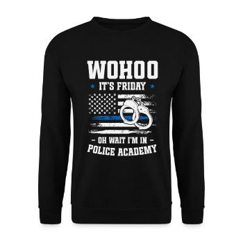 Police Academy Graduate Policewoman Police School - Unisex Sweatshirt - black - Front - Alina (178cm) & Michal (187cm)