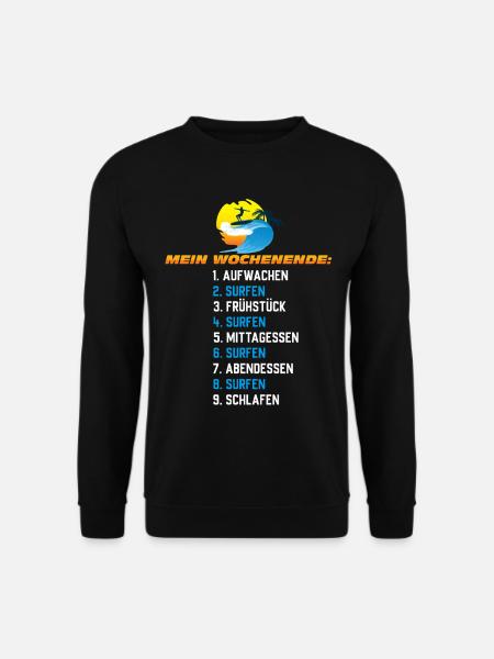 Mein Surf-Wochenende – Surf Schedule - Unisex Pullover - Schwarz