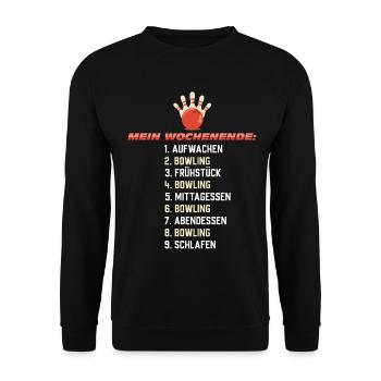 Mein Bowling Wochenende – Club Geschenkidee - Unisex Pullover - Schwarz - Vorne - Alina (178cm) & Michal (187cm)
