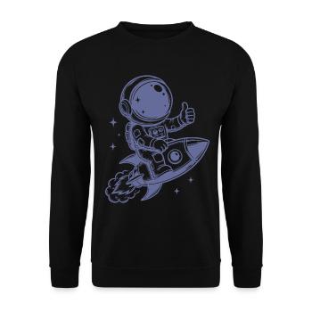 Astronaut on rocket space adventure - Unisex Sweatshirt - black - Front - Alina (178cm) & Michal (187cm)
