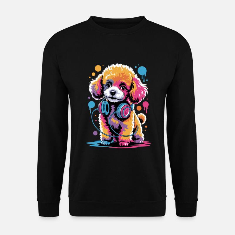 Poodle with headphones - Unisex Sweatshirt - black