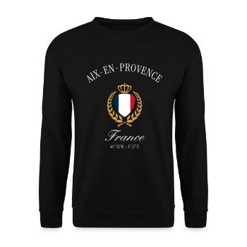 Aix-en-Provence Frankreich Wappen – Reise Souvenir - Unisex Pullover - Schwarz - Vorne - Alina (178cm) & Michal (187cm)