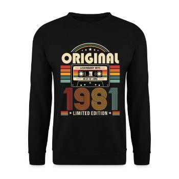 Cadeau du 45e anniversaire Millésime Juin Millésime 1981 - Sweat-shirt Unisexe - noir - Devant - Alina (178cm) & Michal (187cm)