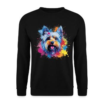 Yorkshire Terrier Dog Coloré Art éclaboussé - Sweat-shirt Unisexe - noir - Devant - Alina (178cm) & Michal (187cm)