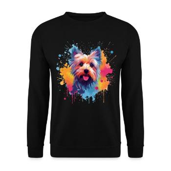 Yorkshire Terrier Colorful Dog Splash Art - Unisex Sweatshirt - black - Front - Alina (178cm) & Michal (187cm)