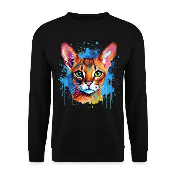 Abyssinian Cat  Splash Art Colorful Graphic - Unisex Sweatshirt - black - Front - Alina (178cm) & Michal (187cm)